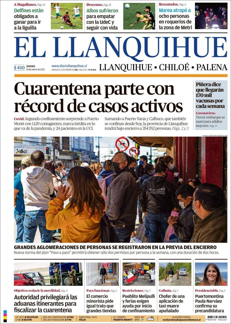 Portada de El Llanquihue (Chile)