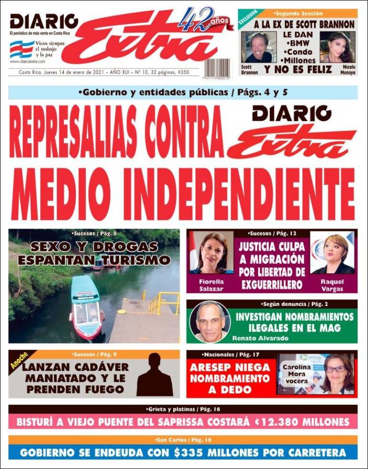 Portada de Diario Extra (Costa Rica)
