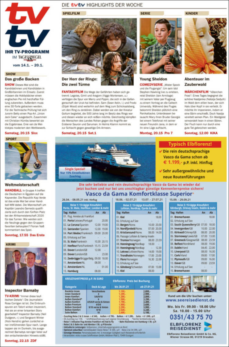 Portada de Der Tagesspiegel (Alemania)