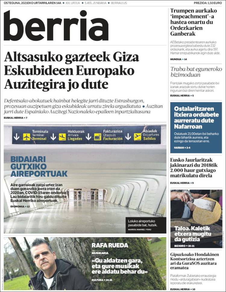 Portada de Berria (Espa&ntilde;a)