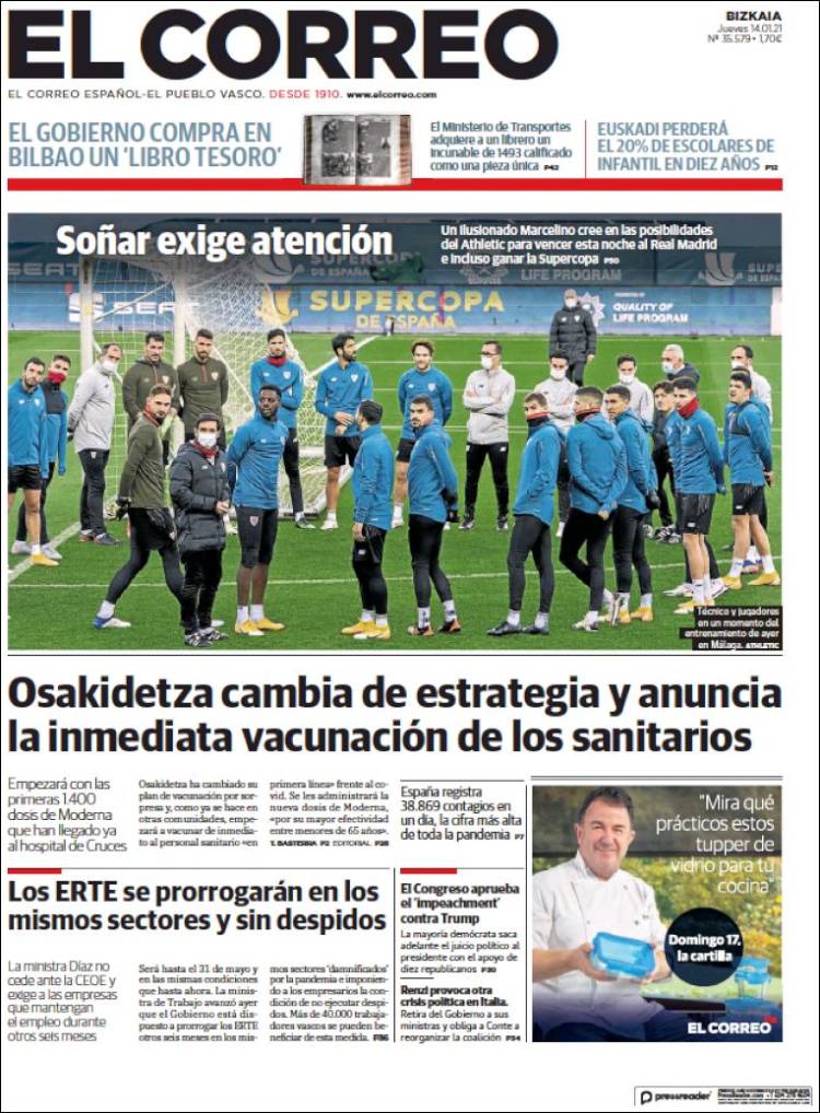 Portada de El Correo (Espa&ntilde;a)