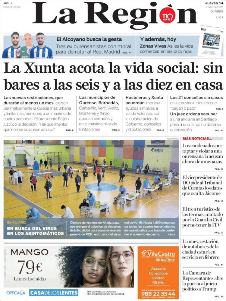 Portada de La Región de Ourense (Espa&ntilde;a)