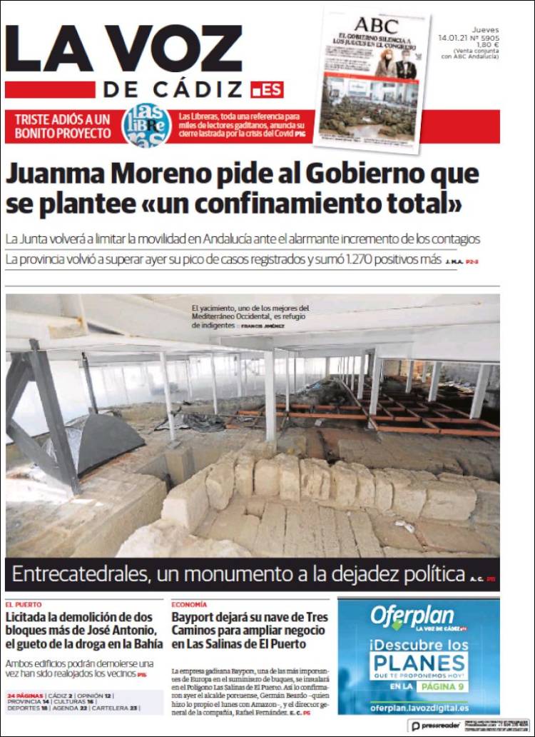 Portada de La Voz de Cádiz (Espa&ntilde;a)