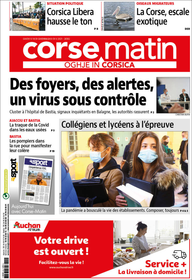 Portada de Corse-Matin (Francia)