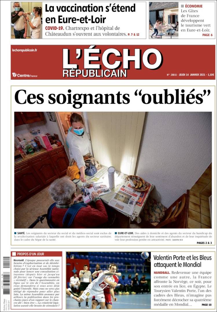 Portada de L'Echo Républicain (Francia)