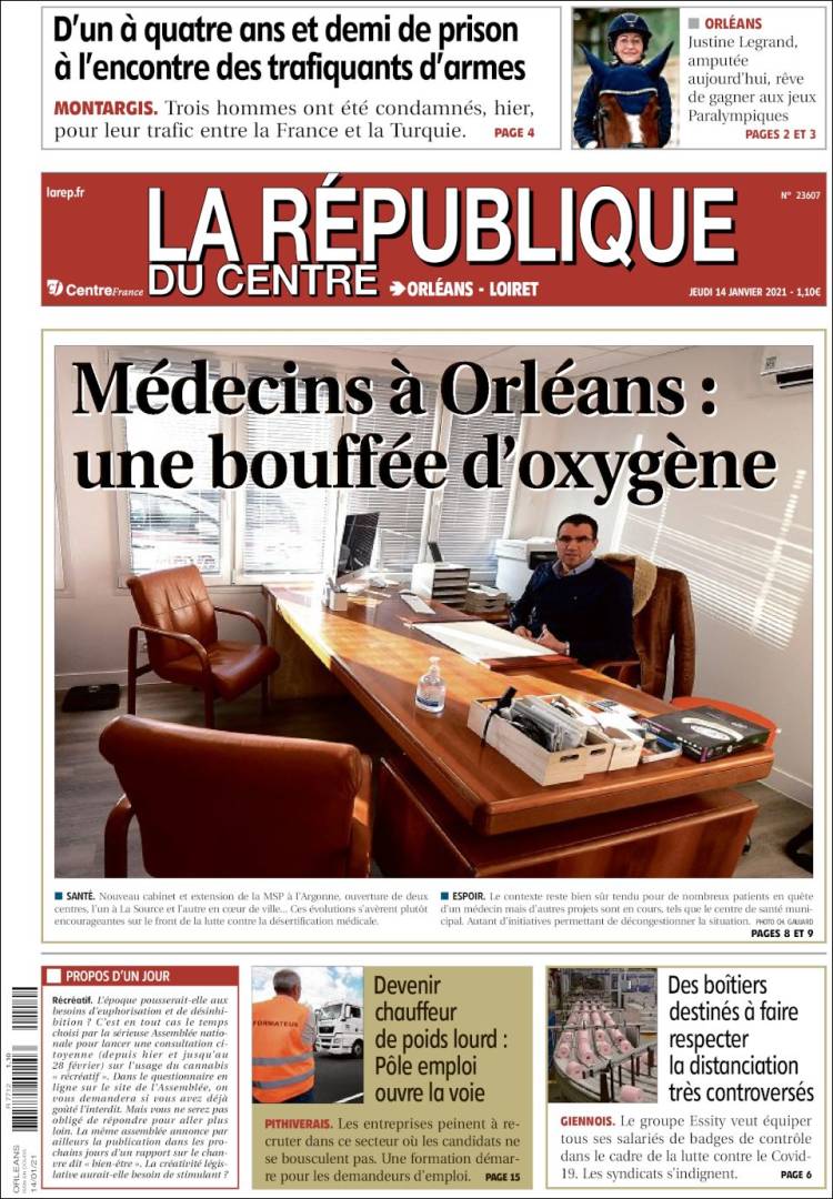 Portada de La République du Centre (Francia)