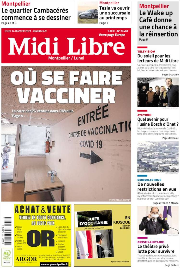 Portada de Midi Libre (Francia)