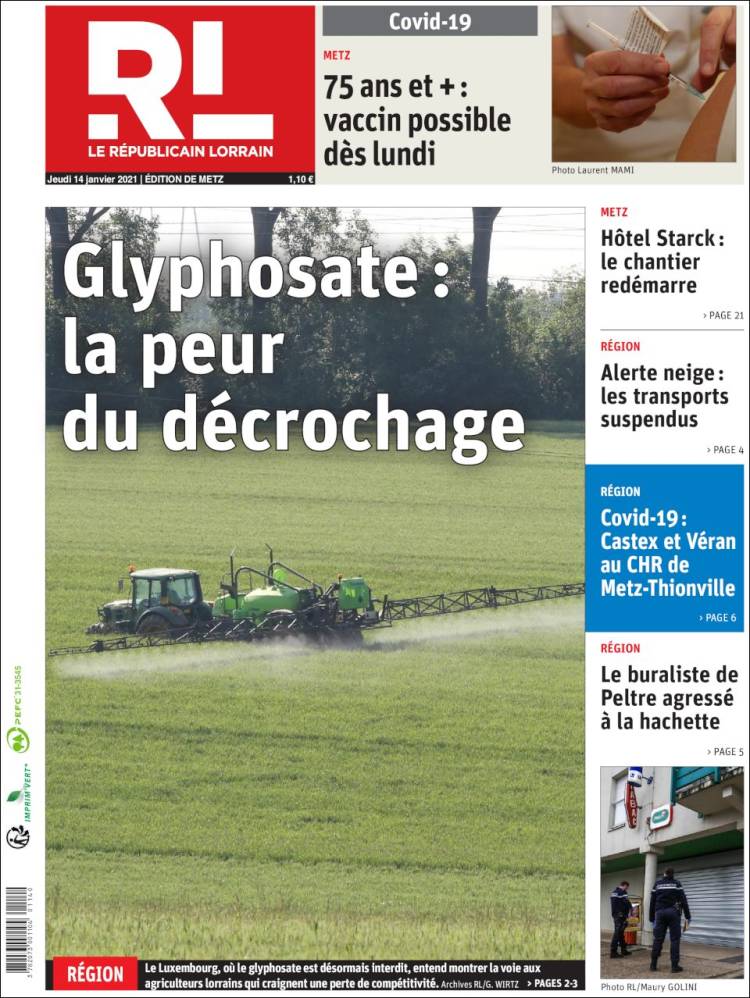 Portada de Le Republicain Lorrain (Francia)
