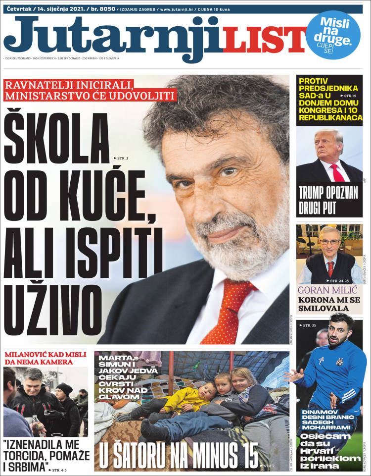 Portada de Jutarnji List (Croacia)