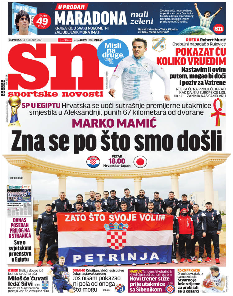Portada de Sportske Novosti (Croacia)