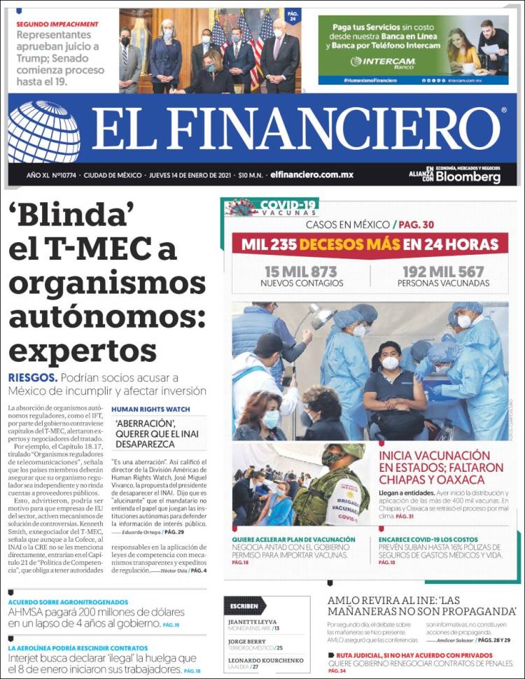 Portada de El Financiero (M&eacute;xico)