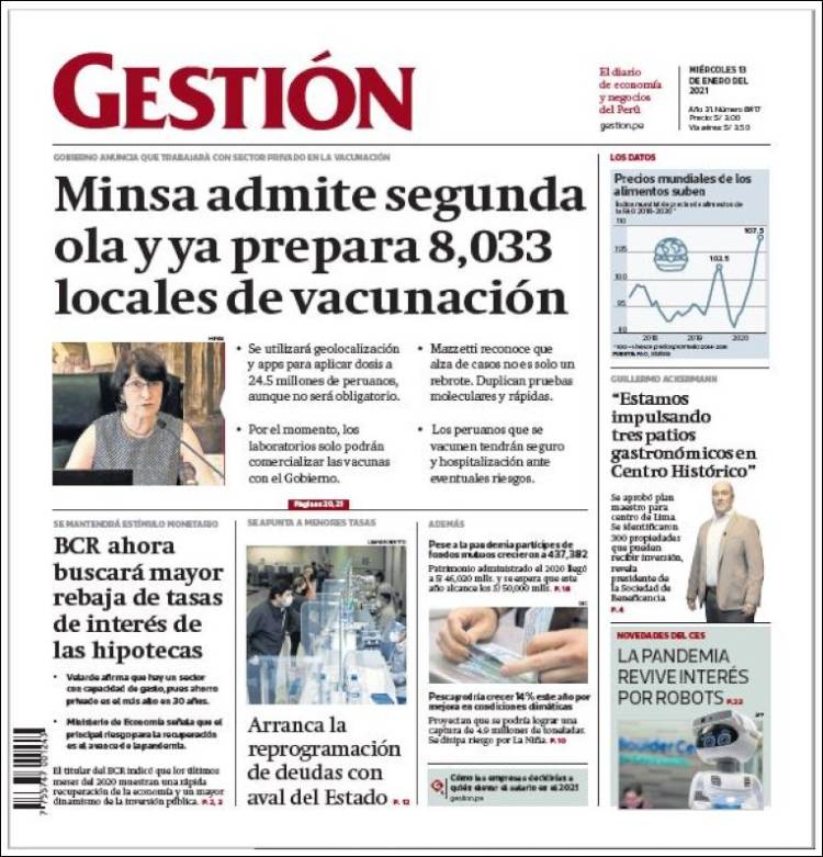 Portada de Diario Gestión (Per&uacute;)