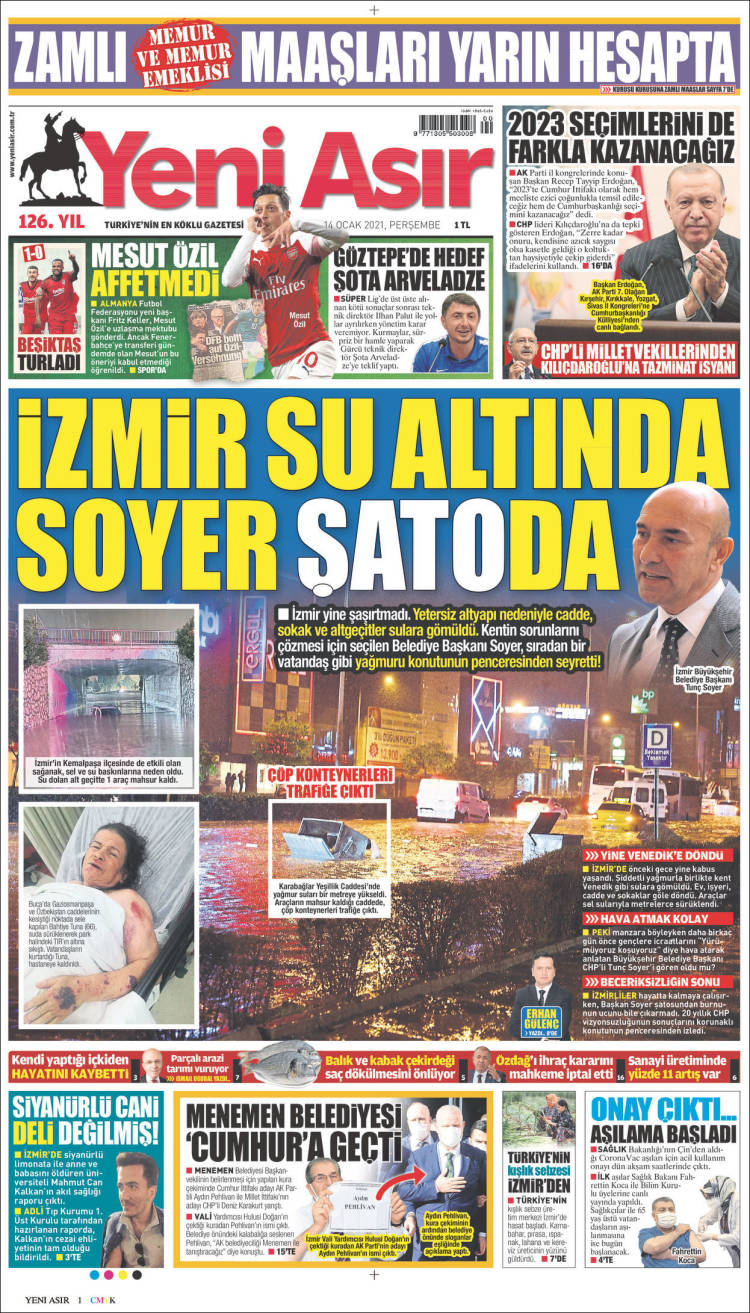 Portada de Yeni Asır (Turqu&iacute;a)