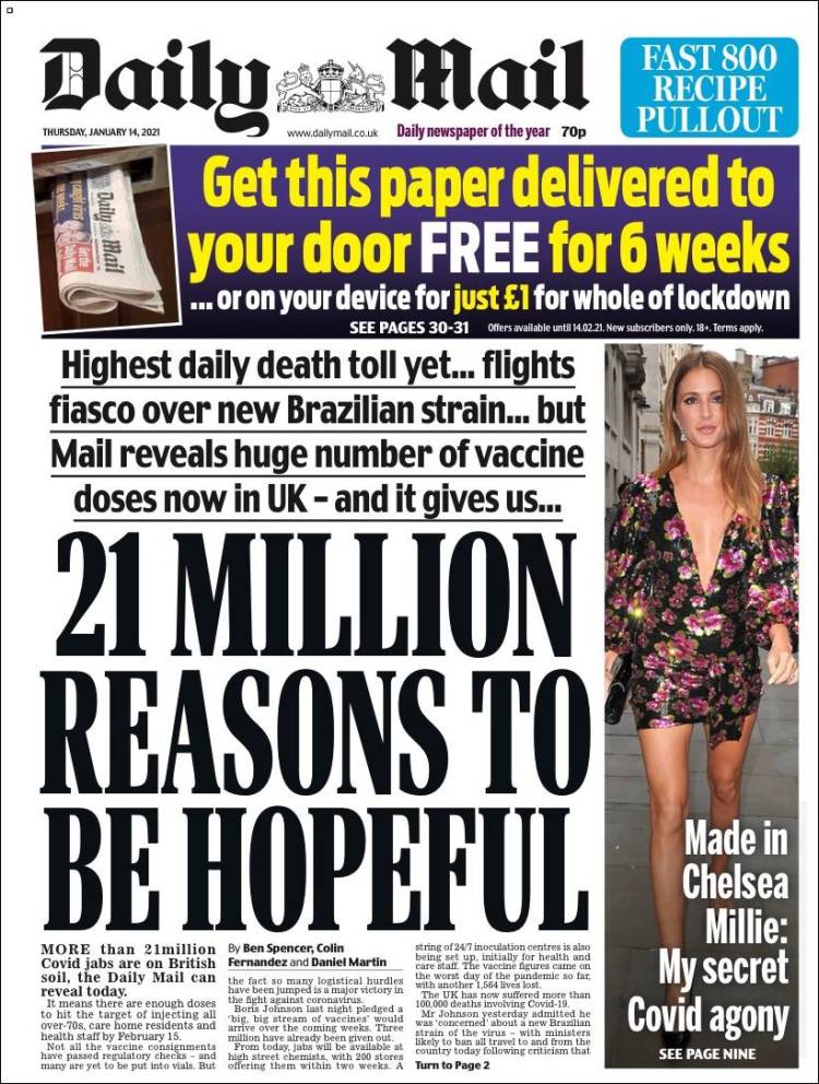 Portada de Daily Mail (Reino Unido)