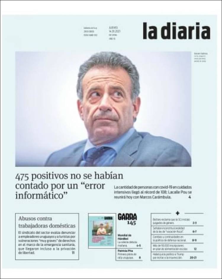 Portada de La Diaria (Uruguay)