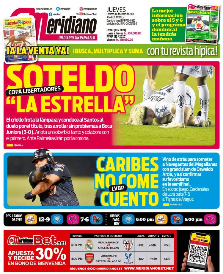 Portada de Meridiano (Venezuela)