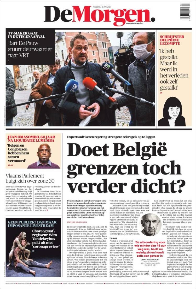 Portada de De Morgen (B&eacute;lgica)