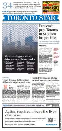 Portada de The Toronto Star (Canada)