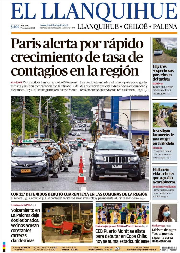 Portada de El Llanquihue (Chile)