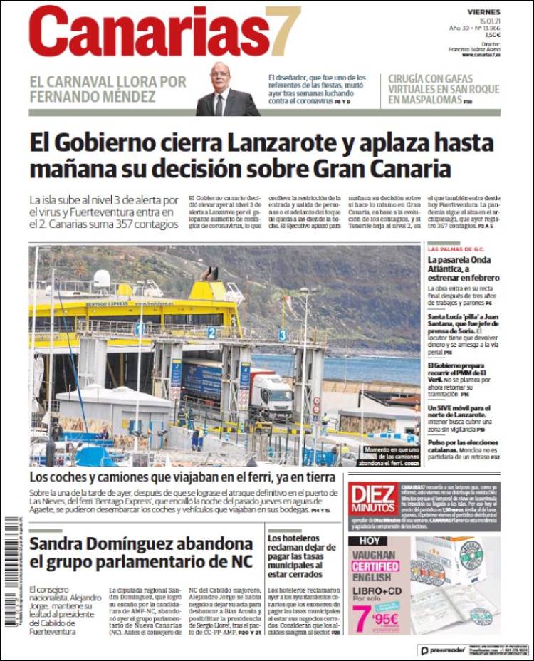 Portada de Canarias 7 (España)