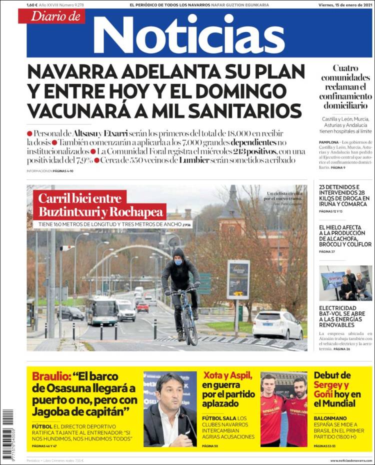 Portada de Noticias de Navarra (España)