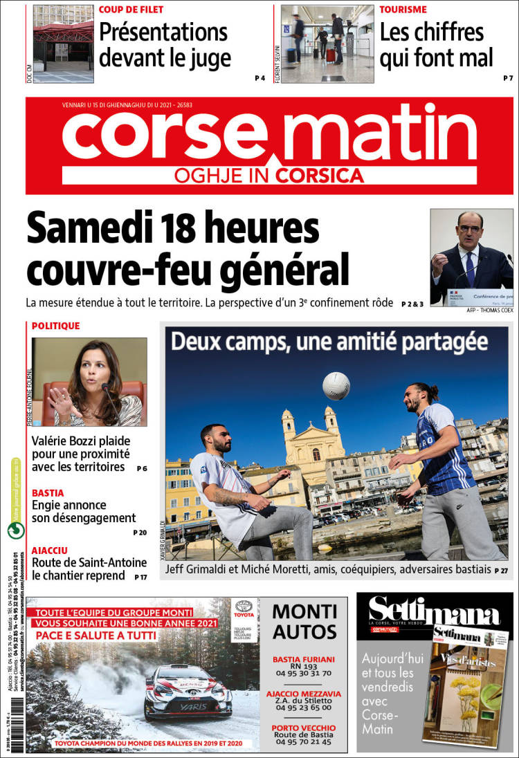 Portada de Corse-Matin (Francia)