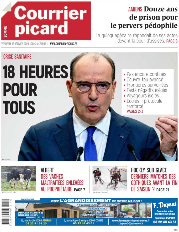 Portada de Courrier Picard (Francia)