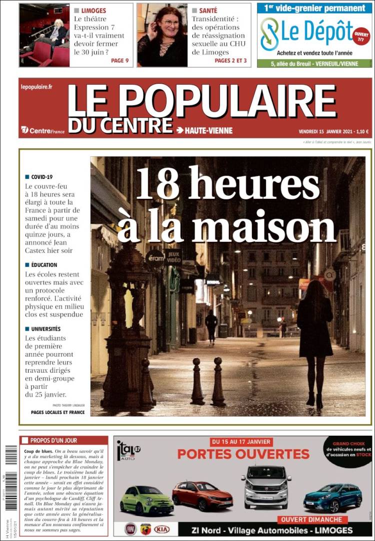 Portada de Le Populaire du Centre (Francia)