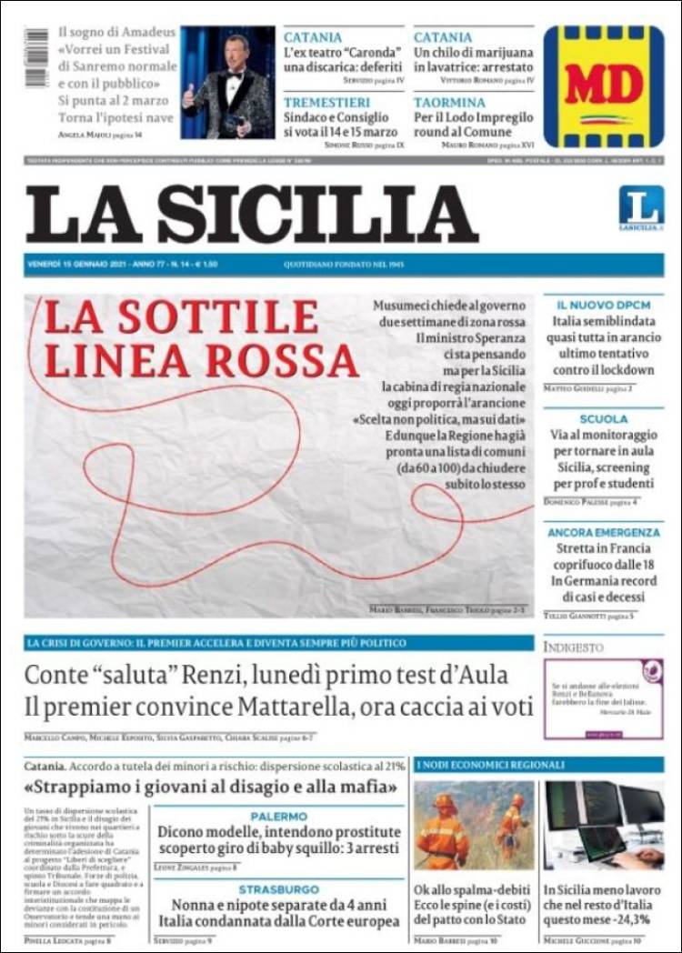 Portada de La Sicilia (Italia)