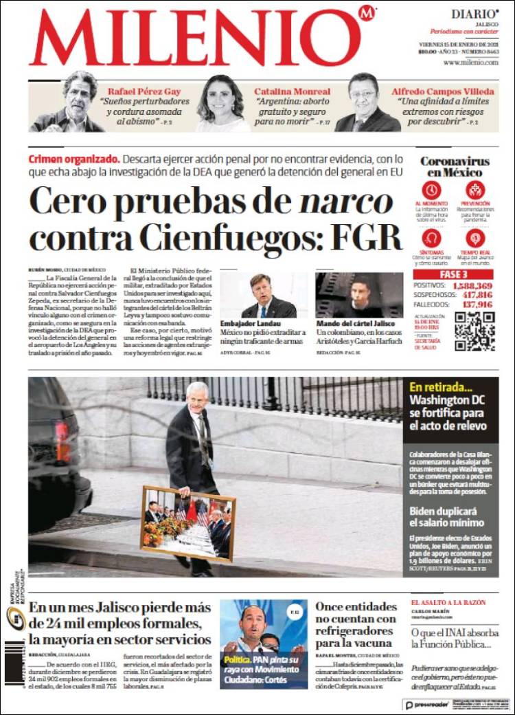 Portada de Milenio - Jalisco (México)