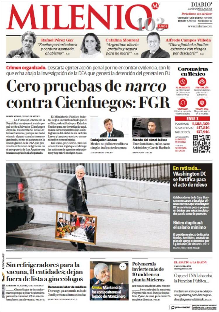 Portada de Milenio - Laguna (México)