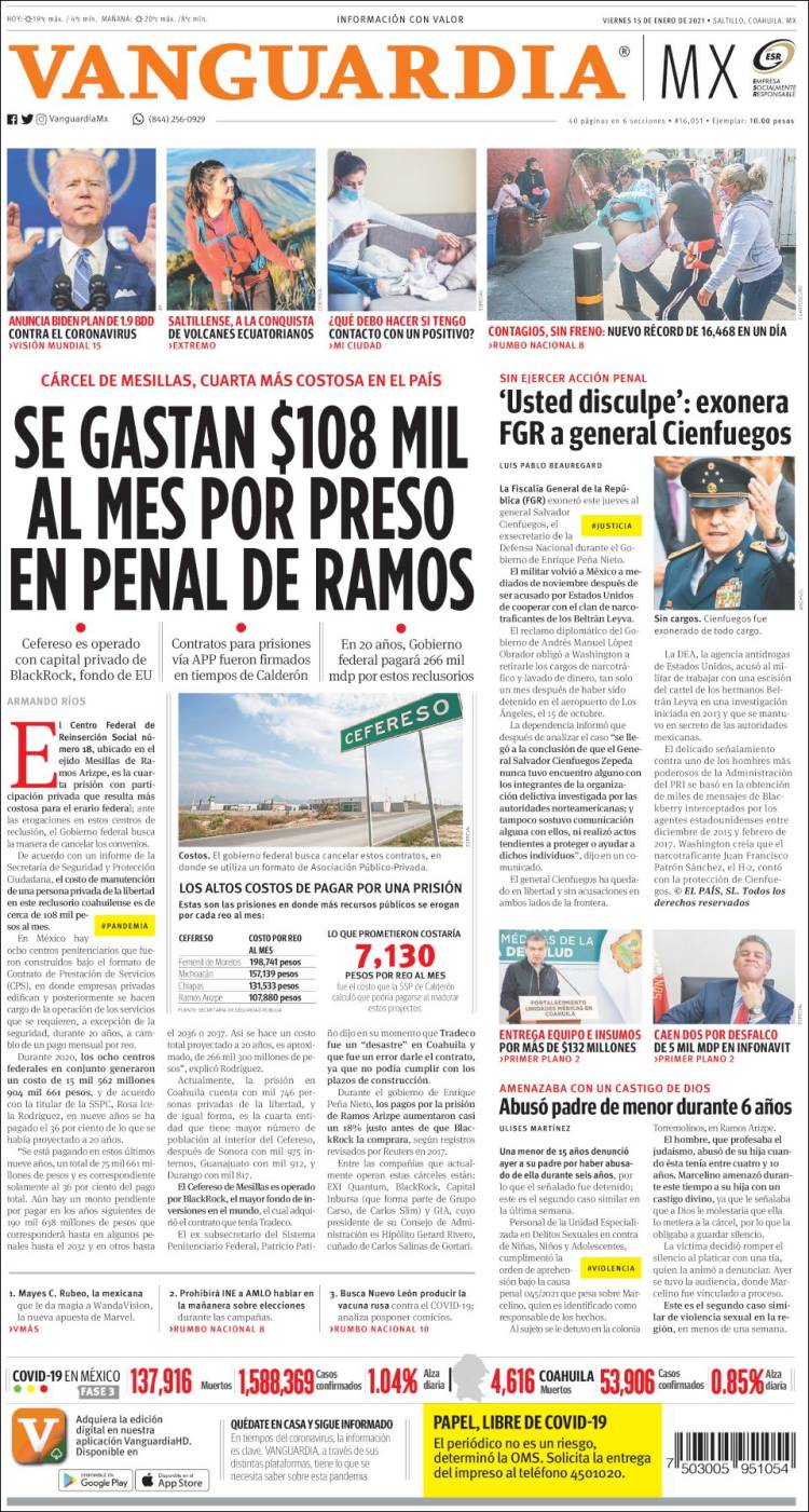 Portada de Vanguardia (México)