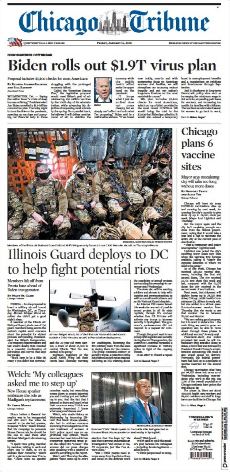 Portada de Chicago Tribune (États-Unis)