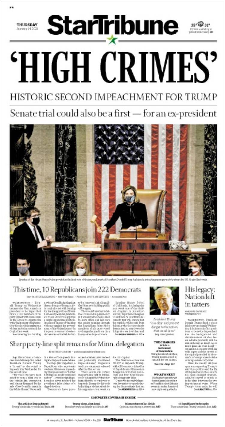 Portada de Star Tribune (USA)