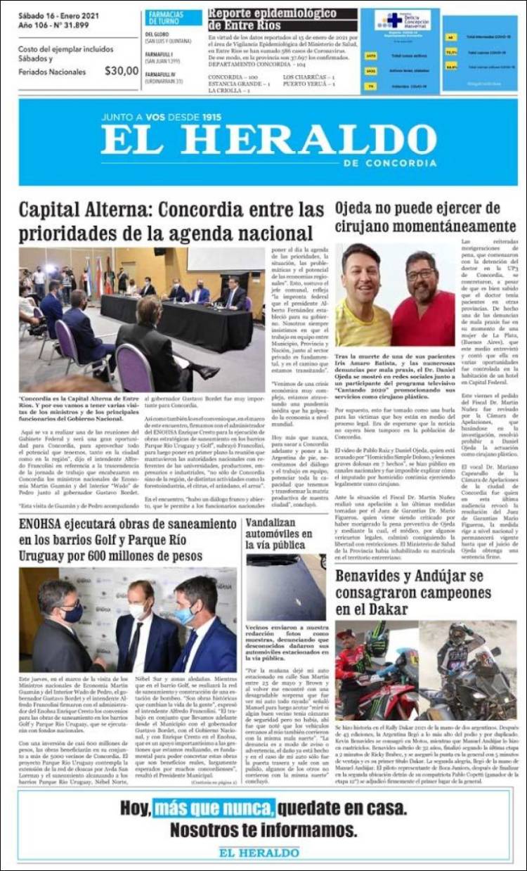 Portada de El Heraldo de Concordia (Argentina)