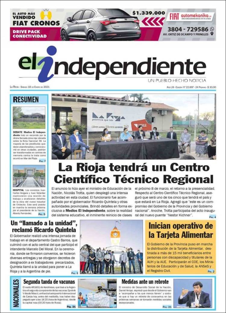 Portada de El Independiente (Argentina)