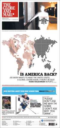 Portada de The Globe and Mail (Canada)