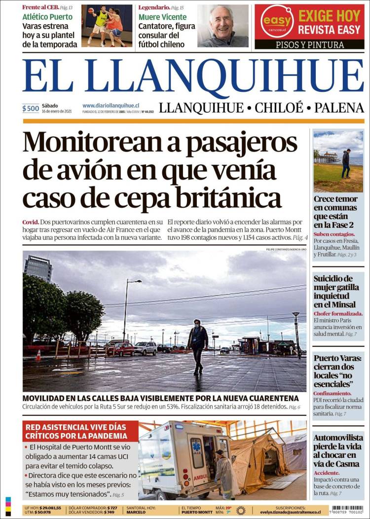 Portada de El Llanquihue (Chile)