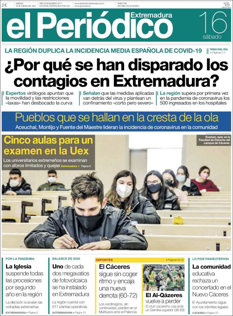 Portada de El Periódico de Extremadura (España)