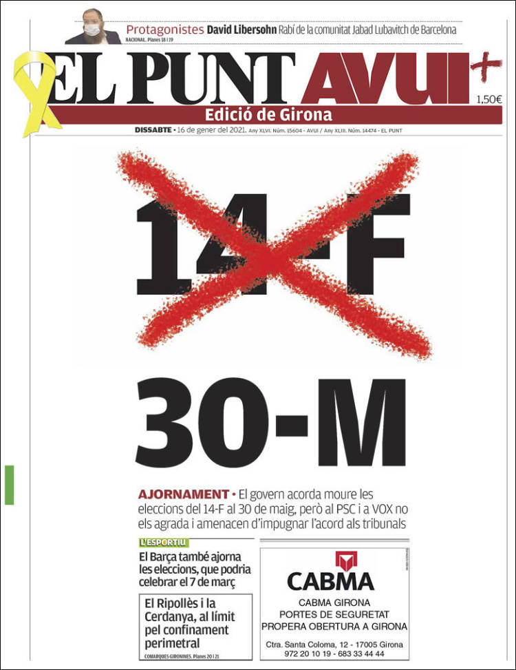 Portada de El Punt Avui - Girona (España)