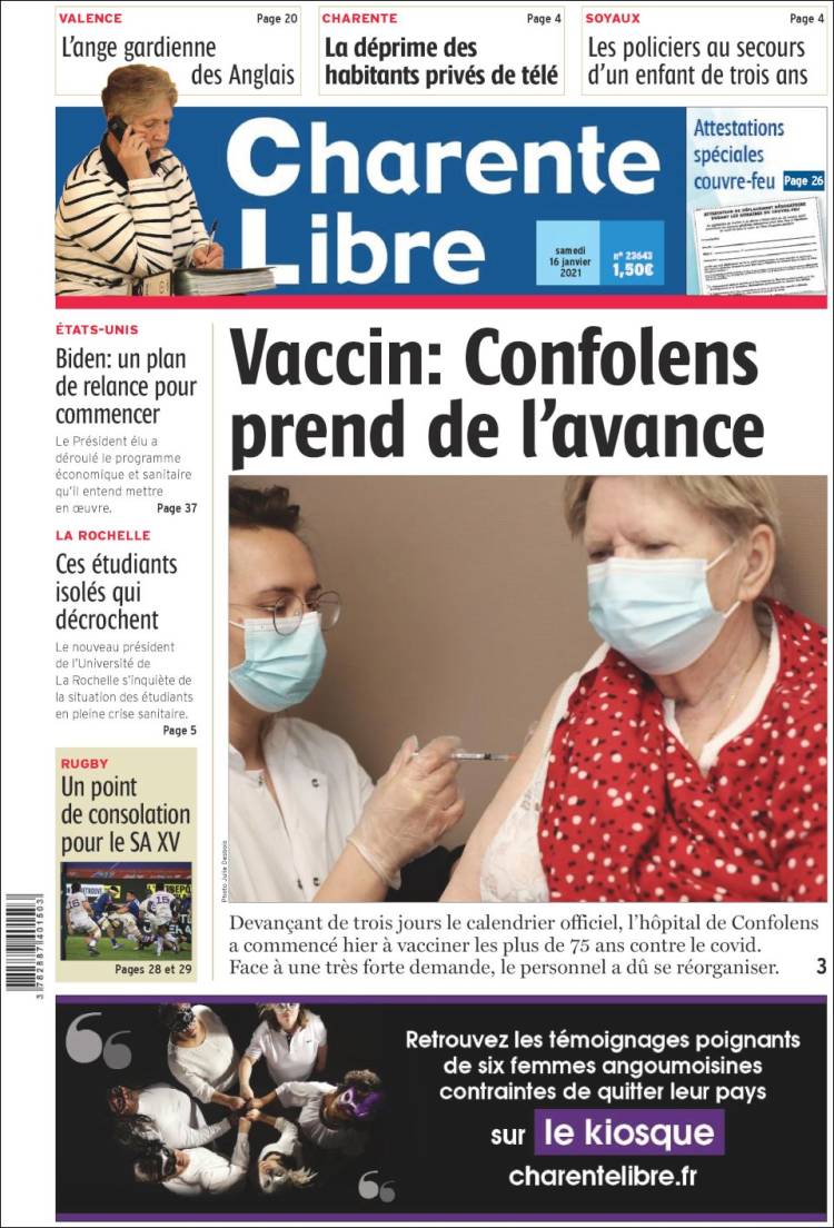 Portada de Charente Libre (Francia)