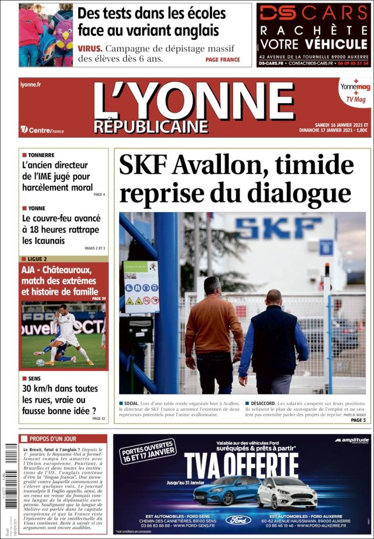 Portada de L'Yonne-Républicaine (Francia)