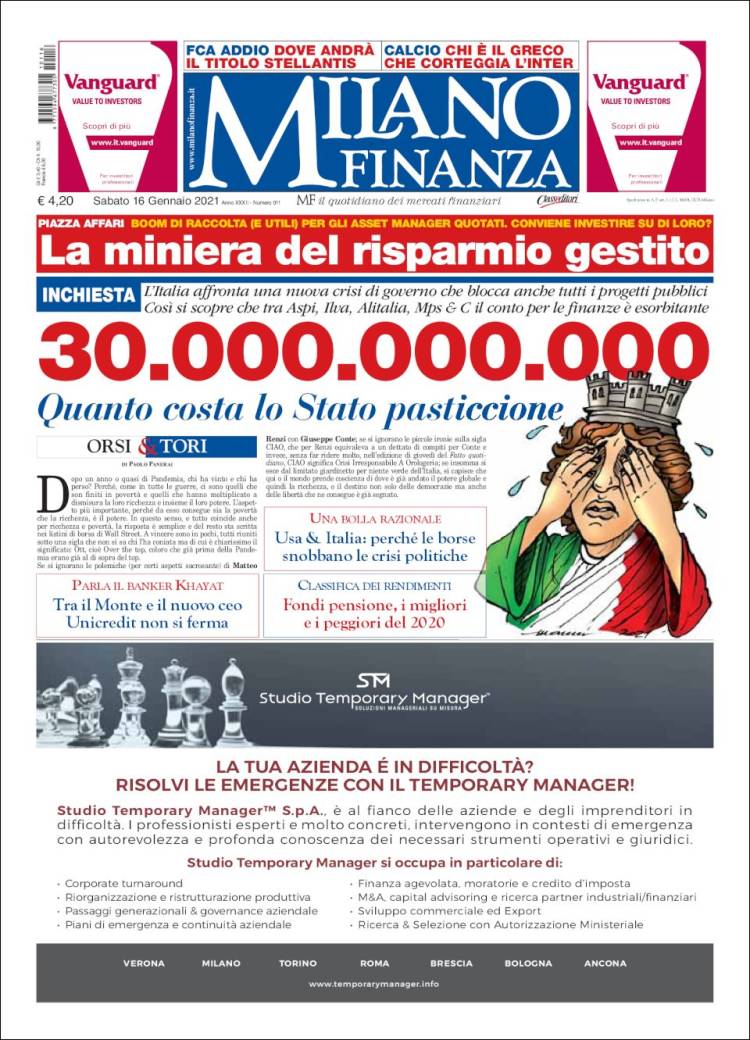 Portada de Milano Finanza (Italia)
