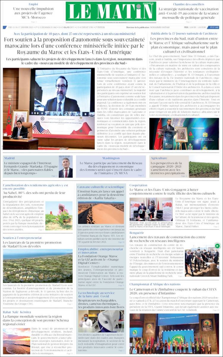 Portada de Le Matin (Marruecos)