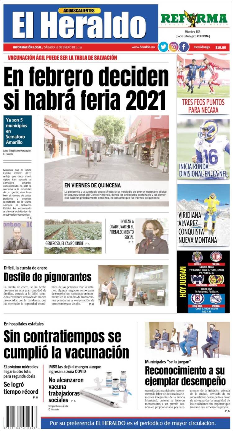 Portada de El Heraldo de Aguascalientes (México)