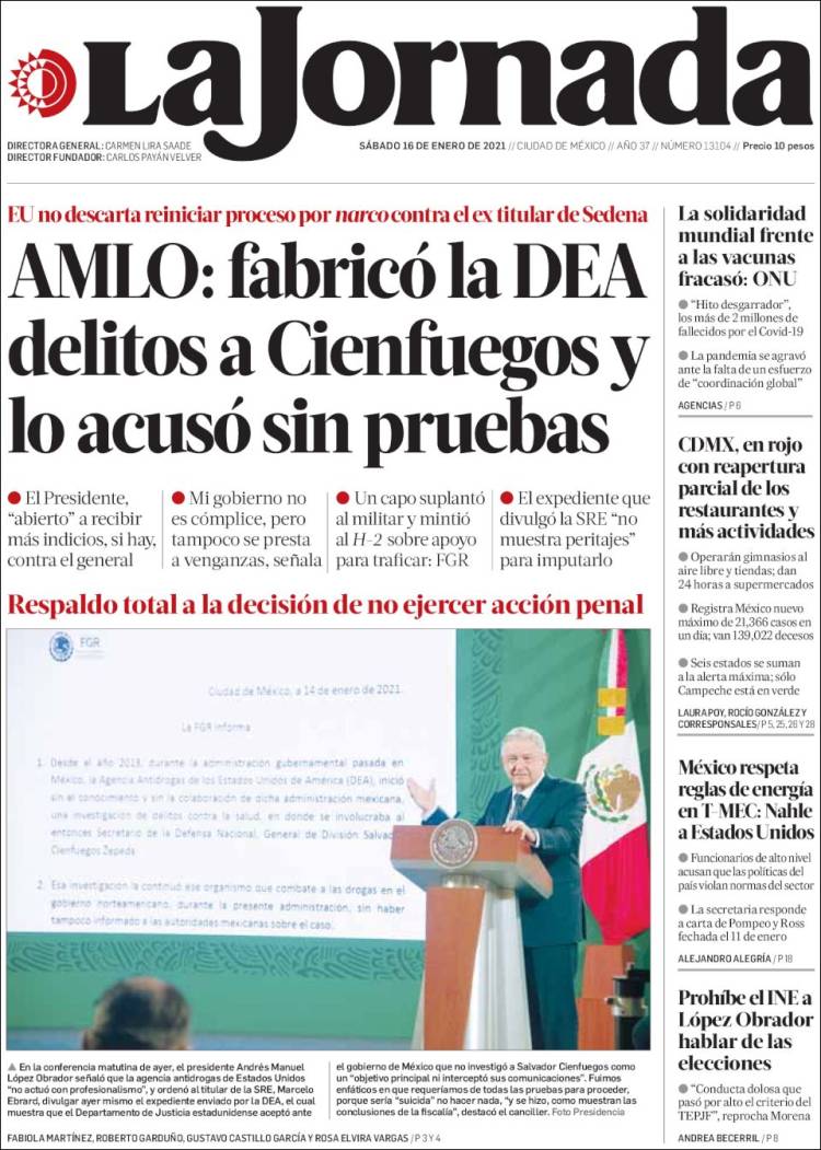 Portada de La Jornada (México)