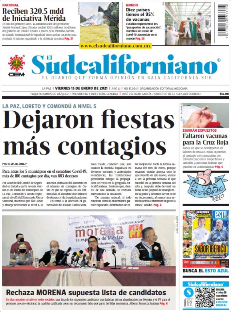 Portada de El Sudcaliforniano (México)