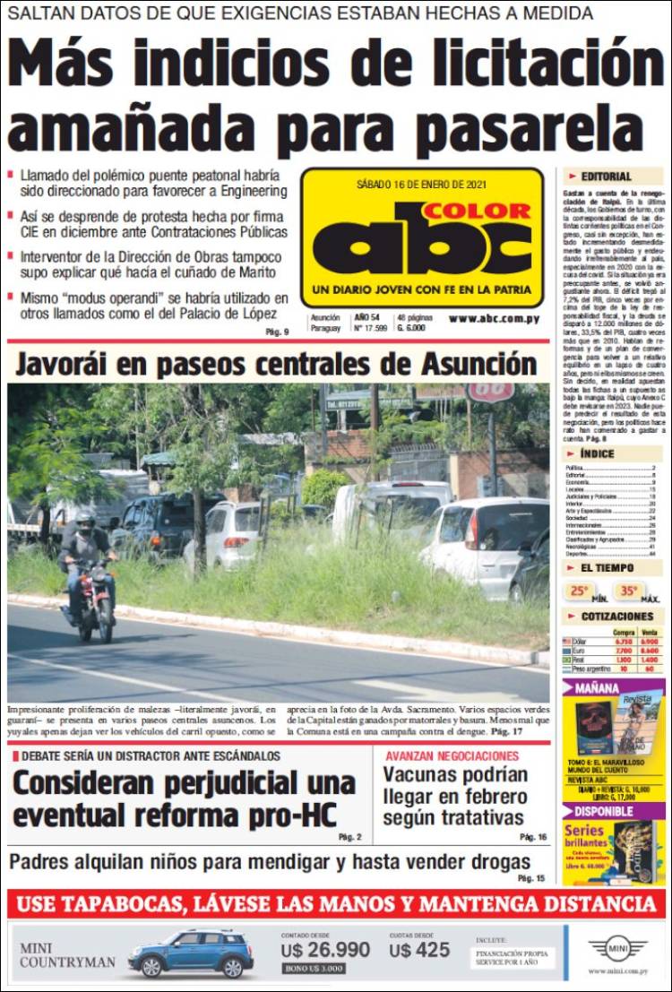 Portada de ABC Color (Paraguay)