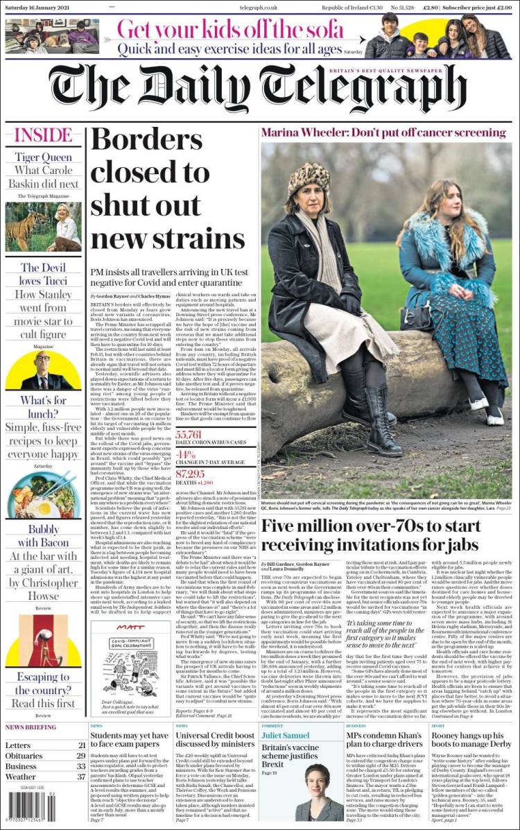 Portada de Daily Telegraph (Reino Unido)