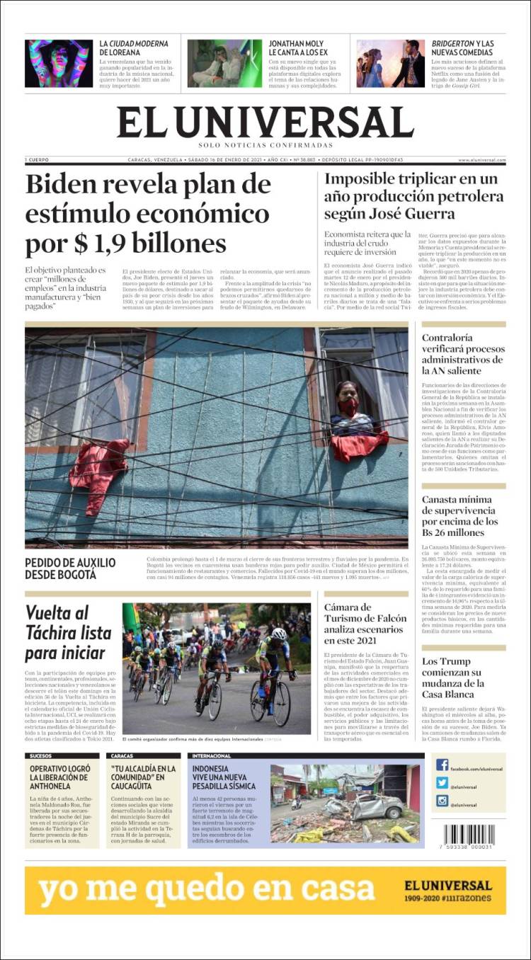 Portada de Universal (Venezuela)